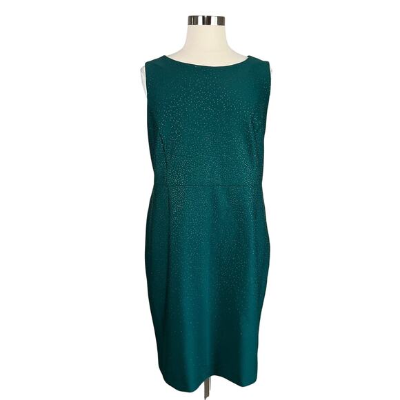 Calvin Klein Women's Cocktail Dress Size 22W Green Sequined Sleeveless Sheath - Picture 1 of 14